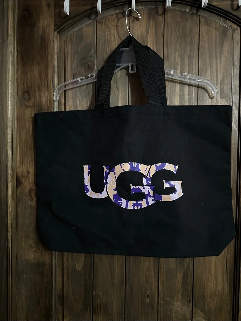 UGG Black Tote with Purple Camouflage Logo